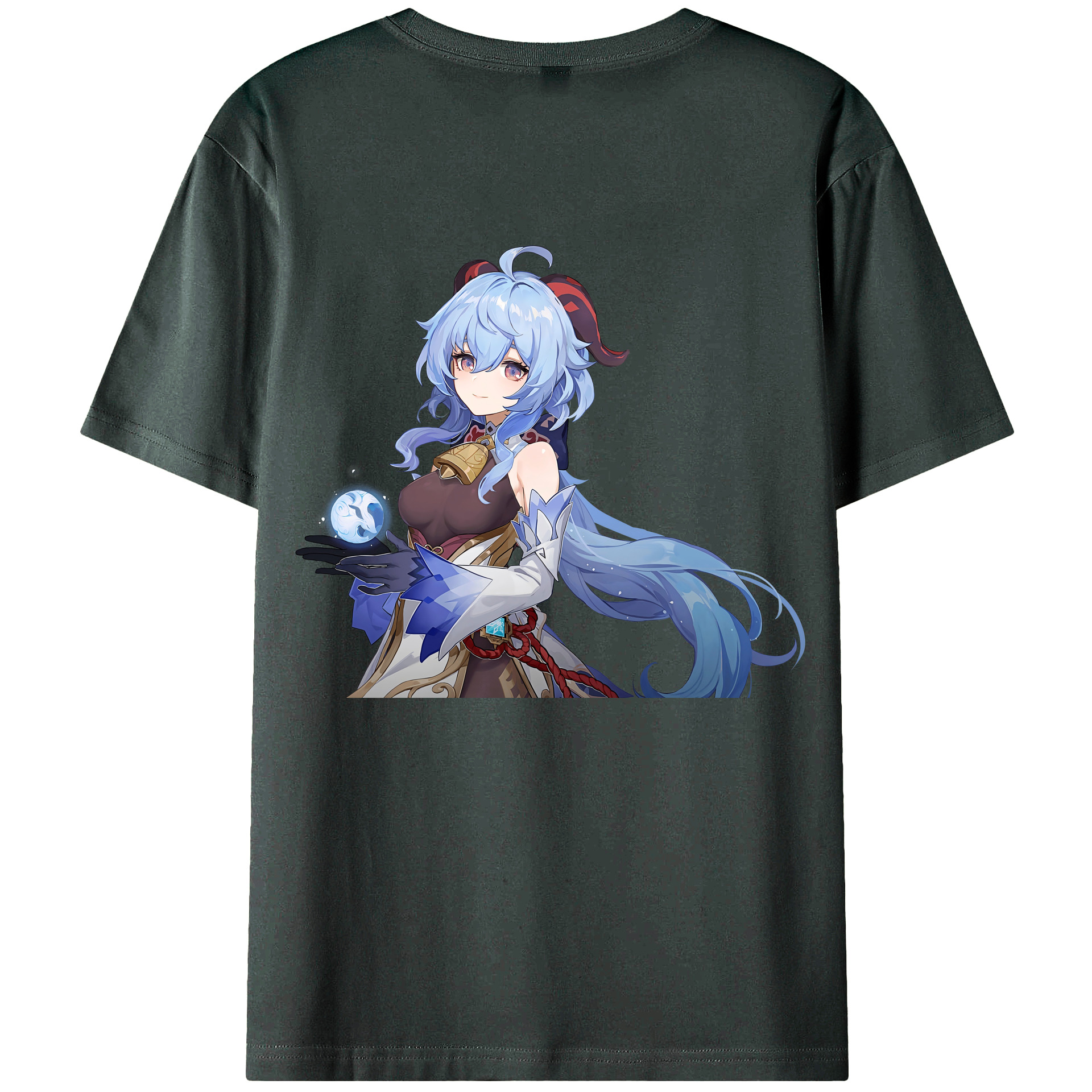 げんし神 甘雨 かんう genshin Ganyu 綿100％ メンズ半袖Tシャツ（バックプリント） 通気性